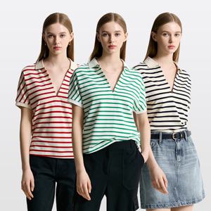 [공식][타미힐피거] 오픈카라 스트라이프 반팔 폴로셔츠 3종 택1 (T22F1TPI071WT1)