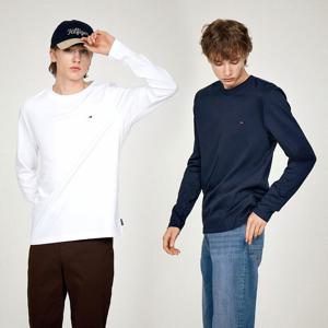 [공식][타미힐피거] 슬림핏 럭셔리 인터락 롱 슬리브 티셔츠 2종 택1 (T12E7TPO100MT1)