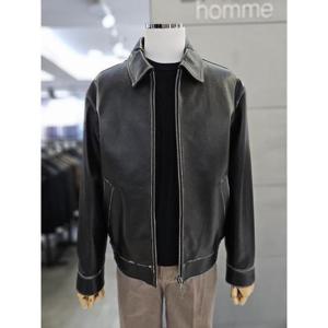 바쏘옴므 세이브존03 바쏘옴므 남자 블랙 빈티지 양가죽 블루종 점퍼 WSAFY3GU17A