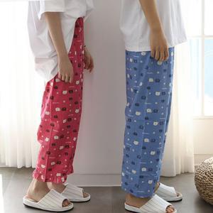 [속옷도둑]국산 면 9부 파자마 커플 잠옷바지 남성 여성 홈웨어