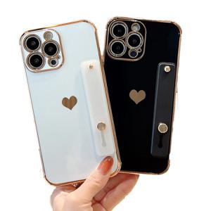 데켄스 아이폰14케이스 하트무늬 디자인 스트랩 파스텔 젤리 소프트 핸드폰 휴대폰 케이스M921