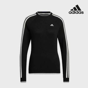 아디다스골프 여성 삼선 크루넥 풀오버 스웨터 블랙 HG8281