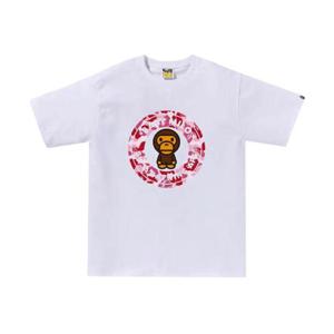 베이프 ABC 카모 마일로 비지 웍스 티셔츠 화이트 핑크 0ZXTEMX10003M