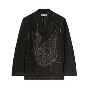 25 FW 오프화이트 바디 스티치 더블 브레스티드 재킷 OMEW001S23FAB0021001 TP432229185
