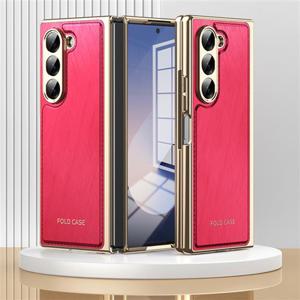 갤럭시Z 폴드7 케이스/F966 골드라인 트랜디 레더 글라스 케이스