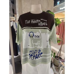 [ZOOC] 레터링 캣 자카드 하프 슬리브 풀오버 (Z252KSK015)