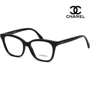 샤넬 안경테 CH3463 C622 명품 블랙 뿔테 심플 사각 모던 하트 로고 장식 데일리