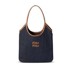 미우미우 아이비 레더 트리밍 데님 숄더 백 5BG231VMLFACRR