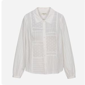 [써스데이아일랜드](T256MBL161W)소재 믹스 셔츠형 블라우스