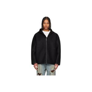 25 FW 032c 남성 블랙 네오프렌 집업 후드 재킷 252843M180003