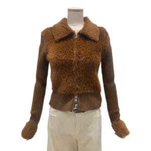 [에이지도르]배색 퍼 집업 니트(ALFIWIC263)