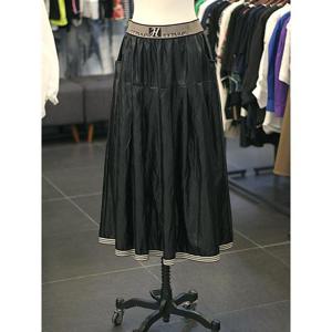 르니앤맥코이 세이브존03 [르니앤맥코이] 배색 밴딩 페이크 가죽 롱 스커트 AGMM11SK002HJY-1A