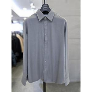 바쏘옴므 세이브존03 바쏘옴므 남자 셔츠 카키그린 캐주얼 긴팔 무지 스판 남방 WSAFZ3TD26A