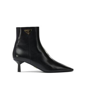프라다 여성 블랙 가죽 로고 부츠 힐 1T217O070F0002 F 055