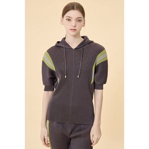 [요이츠] 라인배색 가오리 후드 티셔츠_YH05WNPBL03