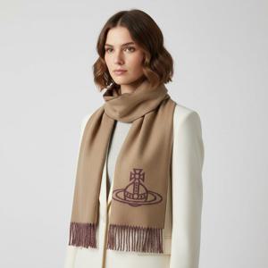 비비안웨스트우드 여성 ORB 로고 카멜 머플러 81030006 W00ZH C406