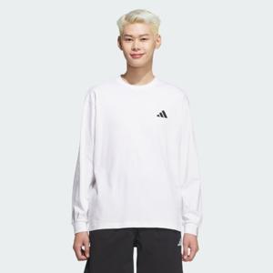 아디다스 에센셜 플러스 루스 핏 스몰 로고 롱 슬리브 티 JW6972