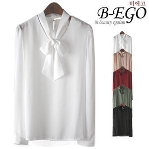 [비에고]C384_브이 리본 블라우스