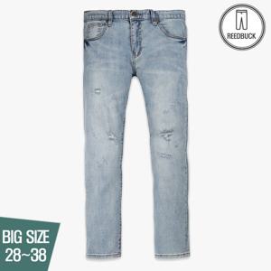 리드벅 남자 연청 워싱 디스트로이드 일자청바지 빅사이즈 28~38