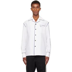 25 FW 페라가모 남성 화이트 파자마 셔츠 242270M192009