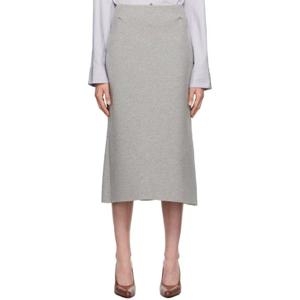 25 FW 드리스반노튼 여성 그레이 테일러드 네오프렌 미디 스커트 242358F092006