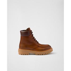 프라다 레이스업 청키 솔 가죽 앵클 부츠 1T803N 070F0046 F G0