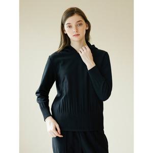 [요이츠]기모 플리츠 후드 티셔츠 블랙_YJ08WRPTS01