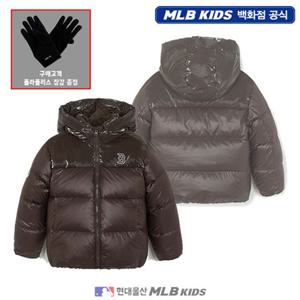 [MLB키즈US] (7ADJB2356-43BRS) [플리스장갑증정] 아웃도어 에어쉘 글로시 립스탑 배색 숏 덕다운 아동패딩