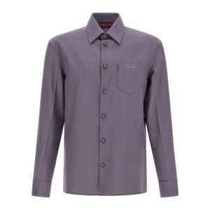 구찌 울 개버딘 클램프 슬림 긴팔 셔츠 841624Z505F5388