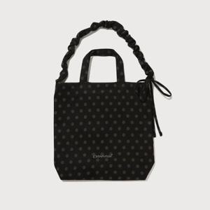 커버낫토트백 CQK CO2504EC74-BD 클로버하트 셔링 리본 에코백 Black Dot