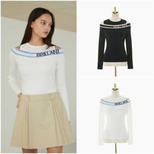 [에고이스트]레터링 자카드 어깨트임 슬림 니트티셔츠 EQ1KL260_