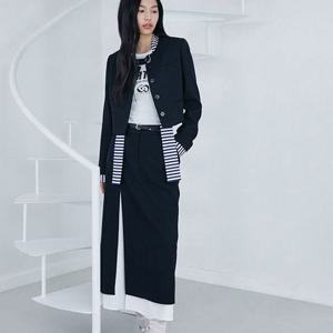 [에고이스트]밑단 배색 포인트 H라인 롱 스커트 (ER1WS260)