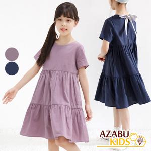 [아자브키즈] 뒤 리본 캉캉 원피스 여름 여아 주니어  면 반팔