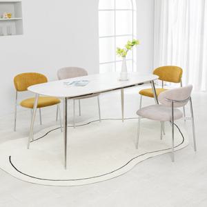 프랑크 세라믹 1600X800 타원형 로즈 4인 식탁 세트 스테인리스 다리