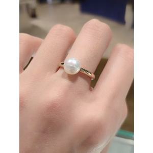 미니골드 14k 버튼 담수 진주 반지 RJUM4058