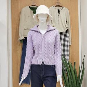 클리지 DP01 하이넥 니트집업 꽈배기 가디건 CO8WKC16