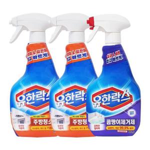 유한락스 주방 청소용 600ml x2 + 곰팡이 제거제 600ml