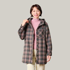 [마담엘레강스] 첼시 후드 체크 자켓 K244JK01