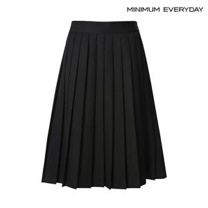 [미니멈][미니멈 에브리데이]뒷 밴딩 플리츠 사이드 지퍼 미디 스커트 (EA4WH004D)