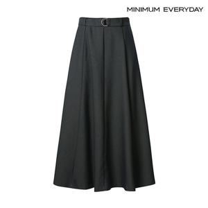 [미니멈][미니멈 에브리데이]베이직 뒷 밴딩 포켓 벨티드 플레어 스커트 (EA4WH006D)