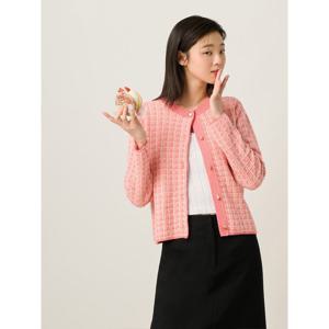 [빈폴레이디스] 트위드 라운드넥 카디건  핑크 (BF515AC06X)