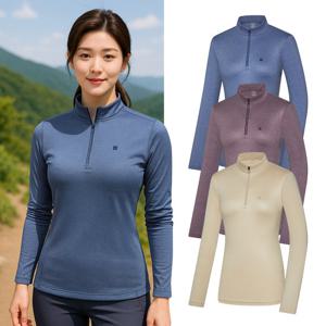 콜핑 여성 하이쿨 멜란지 등산 긴팔 반집업 티셔츠 KSC043TT6W