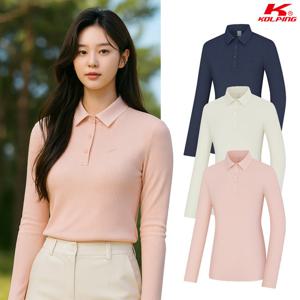 콜핑 여성 하이쿨 골지원단 냉감 등산 긴팔 카라 티셔츠 KSC422WT7W