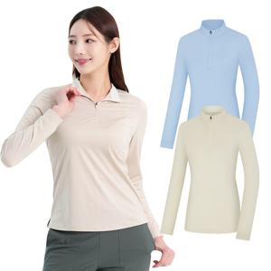 콜핑 여성 하이쿨 멜란지 스트레치 등산 긴팔 반집업 티셔츠 KSC423WT2W