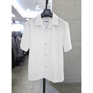 바쏘옴므 세이브존03 바쏘옴므 남자 여름 셔츠 화이트 시어서커 오픈 카라 반팔 무지 남방 WSAGZ2TT12A