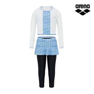 [아레나공식] 클라인 아동 래쉬가드 3PCS 세트 A5BG1GS04SBL