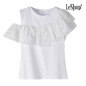 [르샵]언발 펀칭 레이스 반팔 티셔츠 (BP6TS012A)
