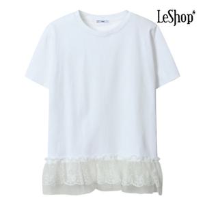 [르샵]밑단 레이스 프릴 반팔 티셔츠 (BP4TS027A)