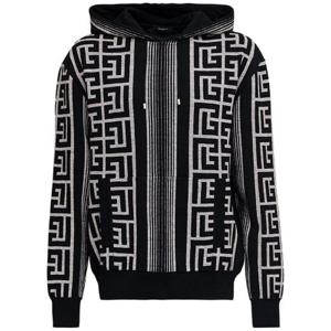 Balmain 맥시 모노그램 드로스트링 후드티 XH1JR070KB34 GFE TP944326373