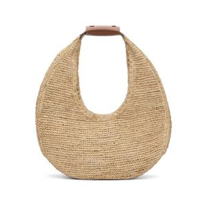 25 FW 스타우드 여성 탠 라지 라피아 문 토트백 251386F048058